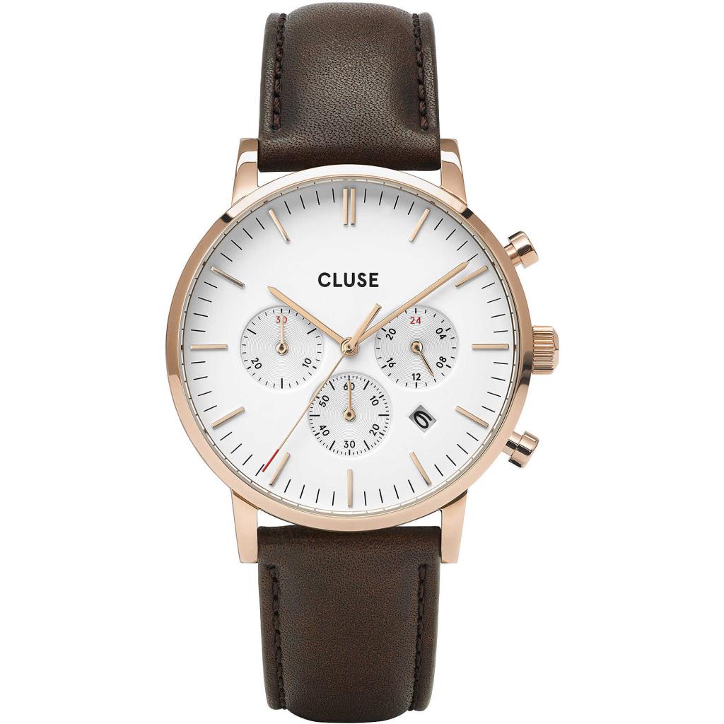 Aravis chrono leather rose gold white/dark brown - CLUSE - Gioielleria  Lorenzo Segoni