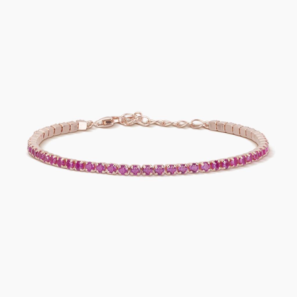 Bracciale Mabina tennis regolabile rosato rubini sintetici MINI TENNIS - MABINA