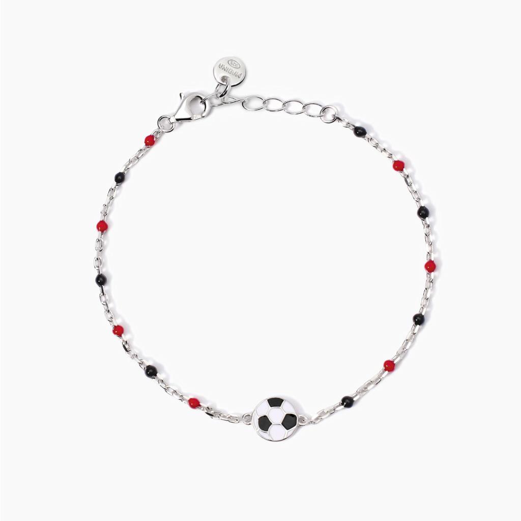 Bracciale Mabina con pallone e inserti rossi e ner W Il Football - MABINA