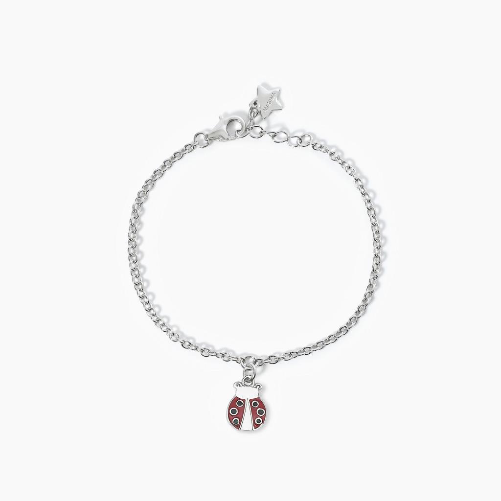 Bracciale Mabina in argento con coccinella smaltata FORTUNELLA - MABINA