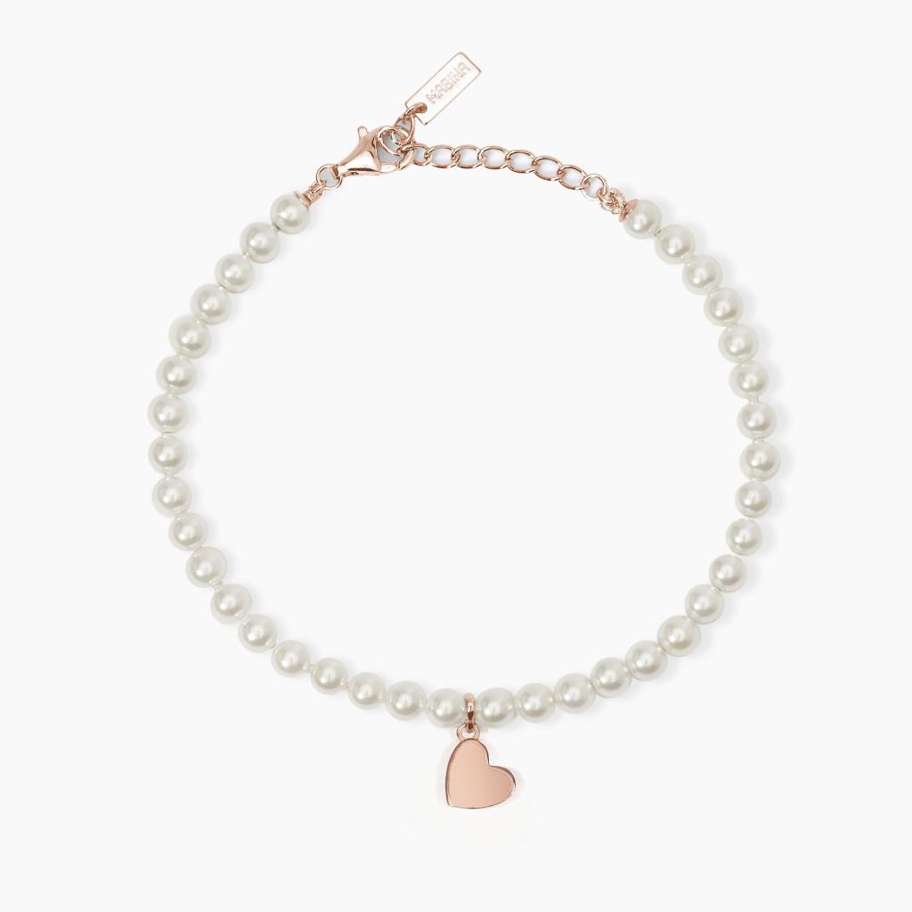 Bracciale con perle conchiglia e cuore - MABINA